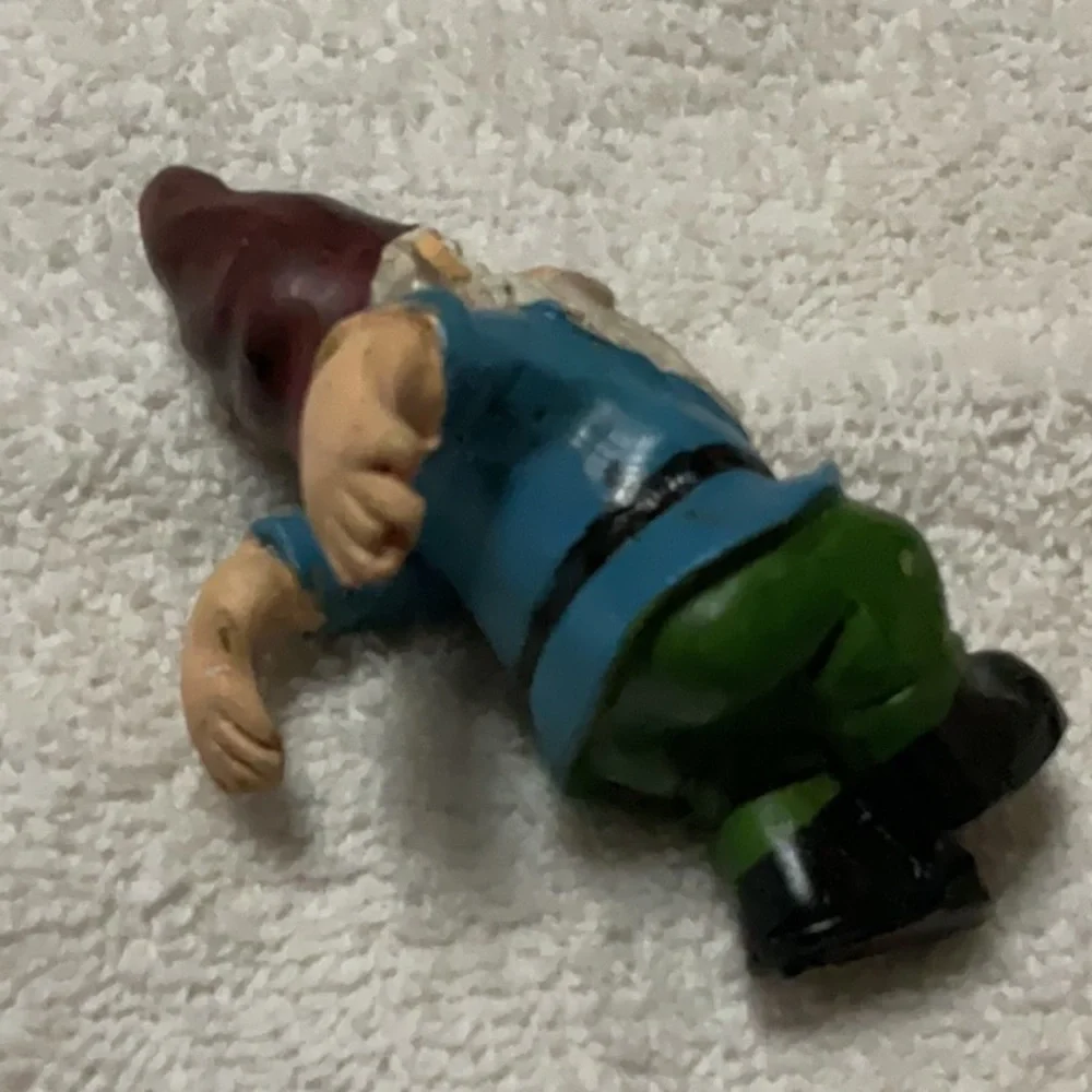 Green Turtle and Blue Gnome Figurine Set plant or shelve hangers.